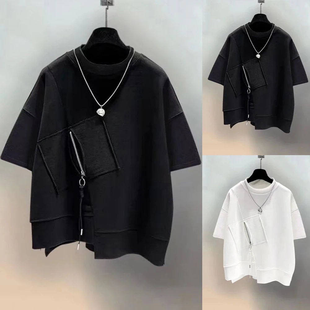 ذكر تي شيرت الرجال المألوف وسيم الحد الأدنى عادية OOTD منتظم كم قصير الصلبة أنيق الصيف العصرية