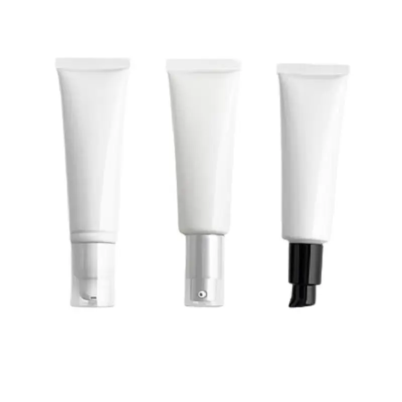 

30Pcs Squeeze Bottle Plastic Empty Shiny White PET 50ml Cosmetic Packaging Refillable Container Airless Lotion Pump Bottles