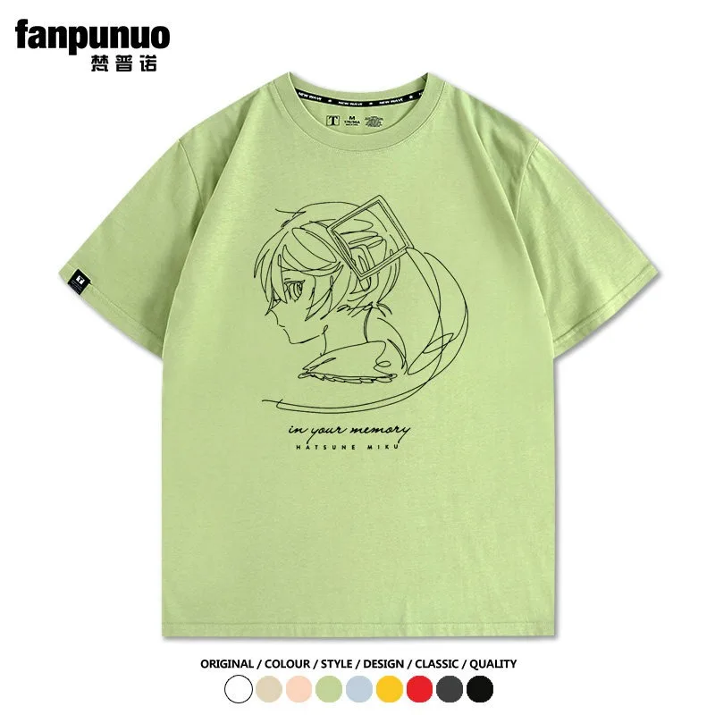 Chuyin Miku Future  Short Sleeve T-shirt Anime Animation Cotton Print Men's and Women's Fashion Trend Loose T-shirt