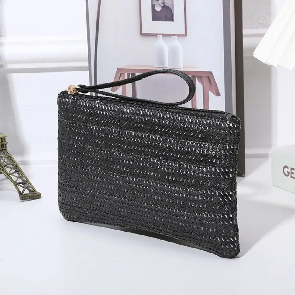 Fashion Handmade Straw Bag Large Capacity Simple Straw Handbag Card Holder Leisure Travel