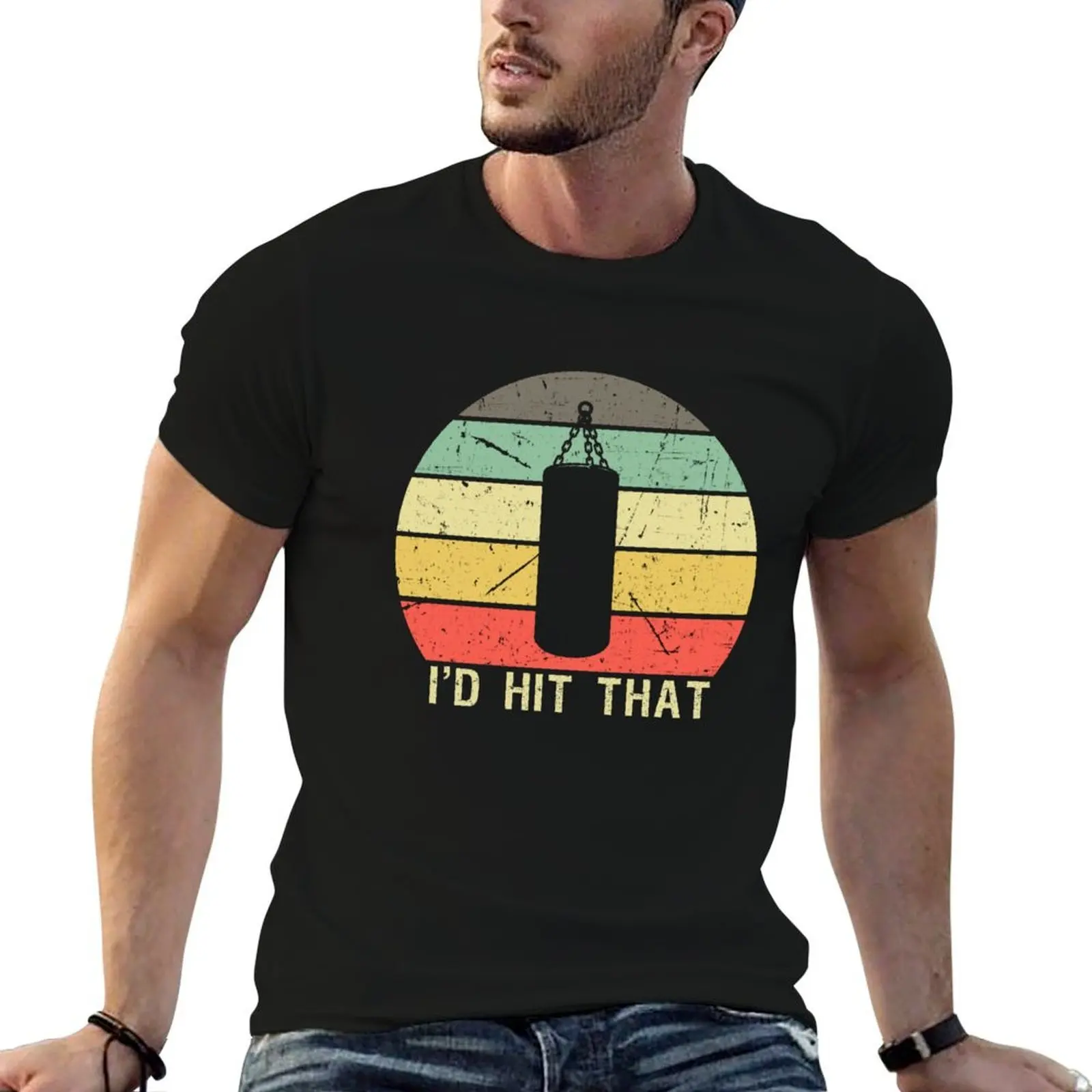Vintage I'd Hit That Boxing Funny Boxing Lover Retro Boxer Birthday Gift T-Shirt t shirts for man cotton funny T-Shirt