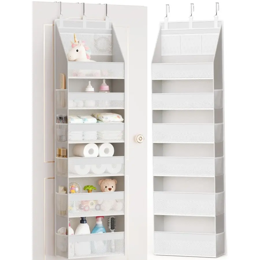 

Over the Door Organizer, HeavyDuty 6Shelf Hanging Storage with 13 Mesh Pockets, 55lbs Capacity Behind the Door Storage for Nurse