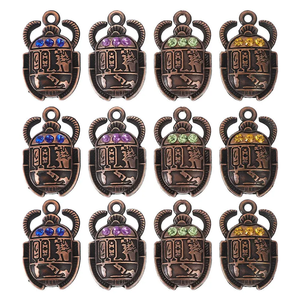 

48Pcs Rhinestone Egyptian Scarab Charms Pendant 26x16mm for DIY Jewelry Making Necklace Bracelet Accessories Egyptian Charms