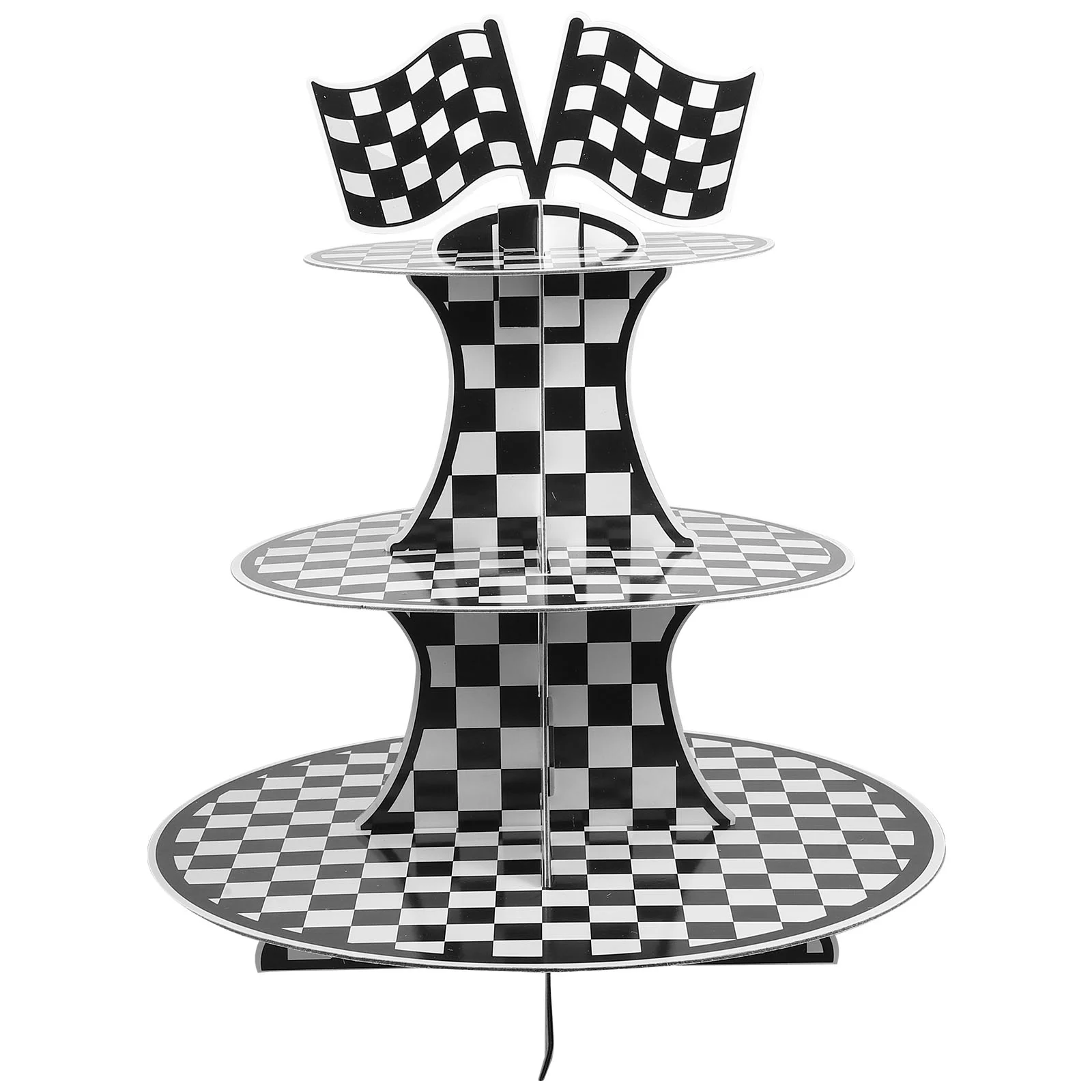 Dessert Display Stand Show Rack 3 Tier Cupcake Checkered Race Car Birthday Decorations