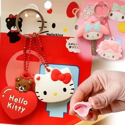 2pcs/set Kawaii Sanrio My Melody HelloKitty Silicone Key Cover Keychain Control Dust Cartoon Keyrings Child Gift