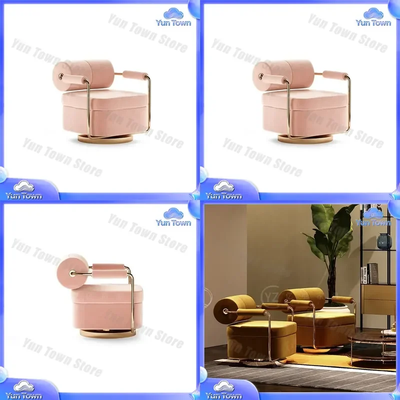 for Italian Light Luxury Stainless Steel Sofa Chair for Living Room Nordic Soft Decoration Designer Model Room Casual Fabric