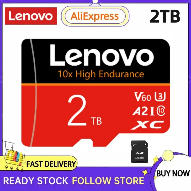 Lenovo A2 kartu mikro TF SD 2TB, kecepatan tinggi kartu SD TF Class10 1TB kamera ponsel TF kartu memori Drone kartu memori Flash