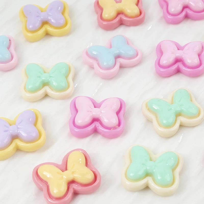 30pcs Bow Shape Resin Patch DIY Resin Crafts  Decoration Flatback Scrapbooking Nail Phone Hairpin Embellishments Accessories