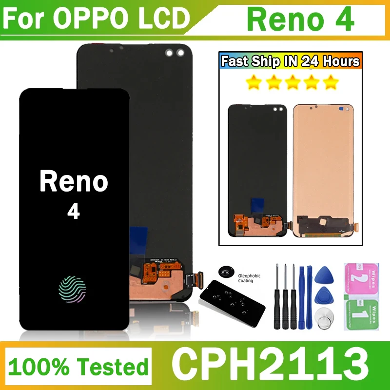 ใหม่Reno 4 LCDสําหรับOPPO Reno4 4G CPH2113 LCD Touch Screen Digitizer AssemblyสําหรับOppo Reno 4 5G PDPM00, PDPT00, CPH2091 จอแสดงผล