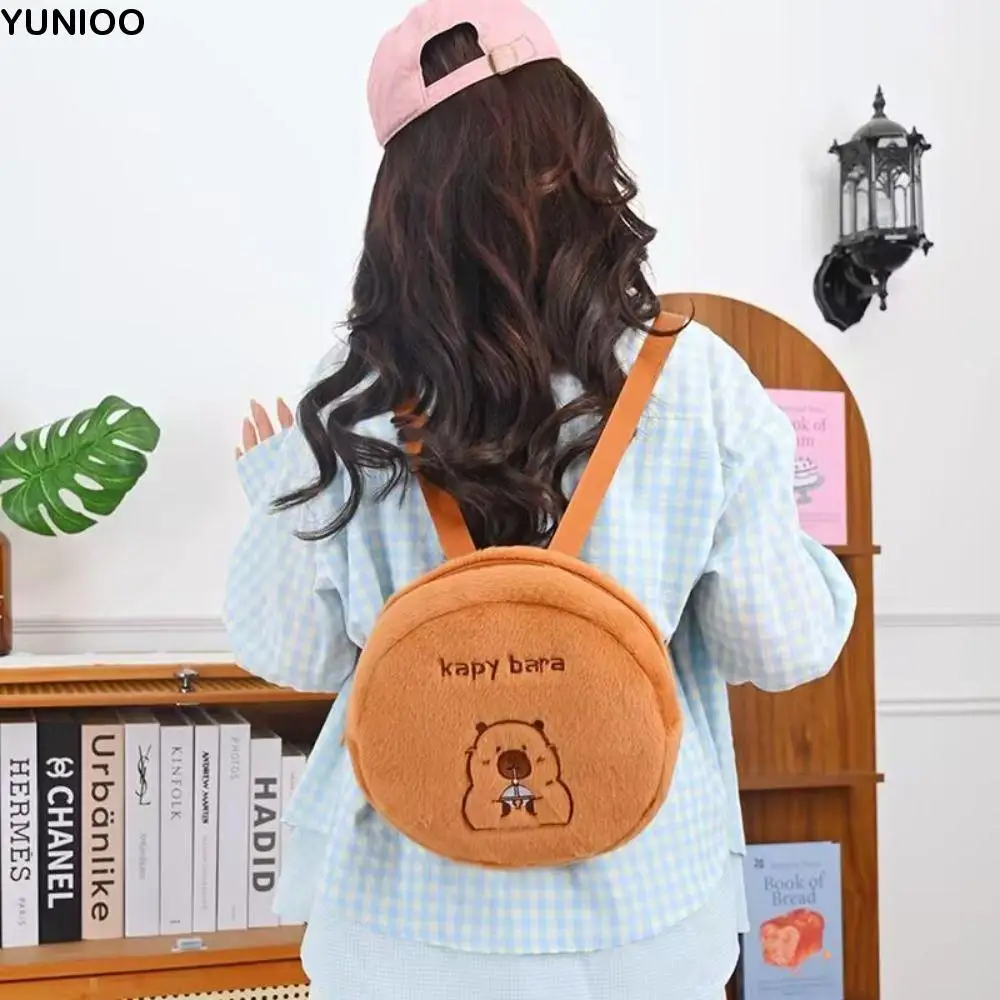 

Knapsack Capybara Plush Toy Backpack Storage Fluffy Plush Capybara Bag Ins Soft Capibala Plush School Bag Birthday Gift