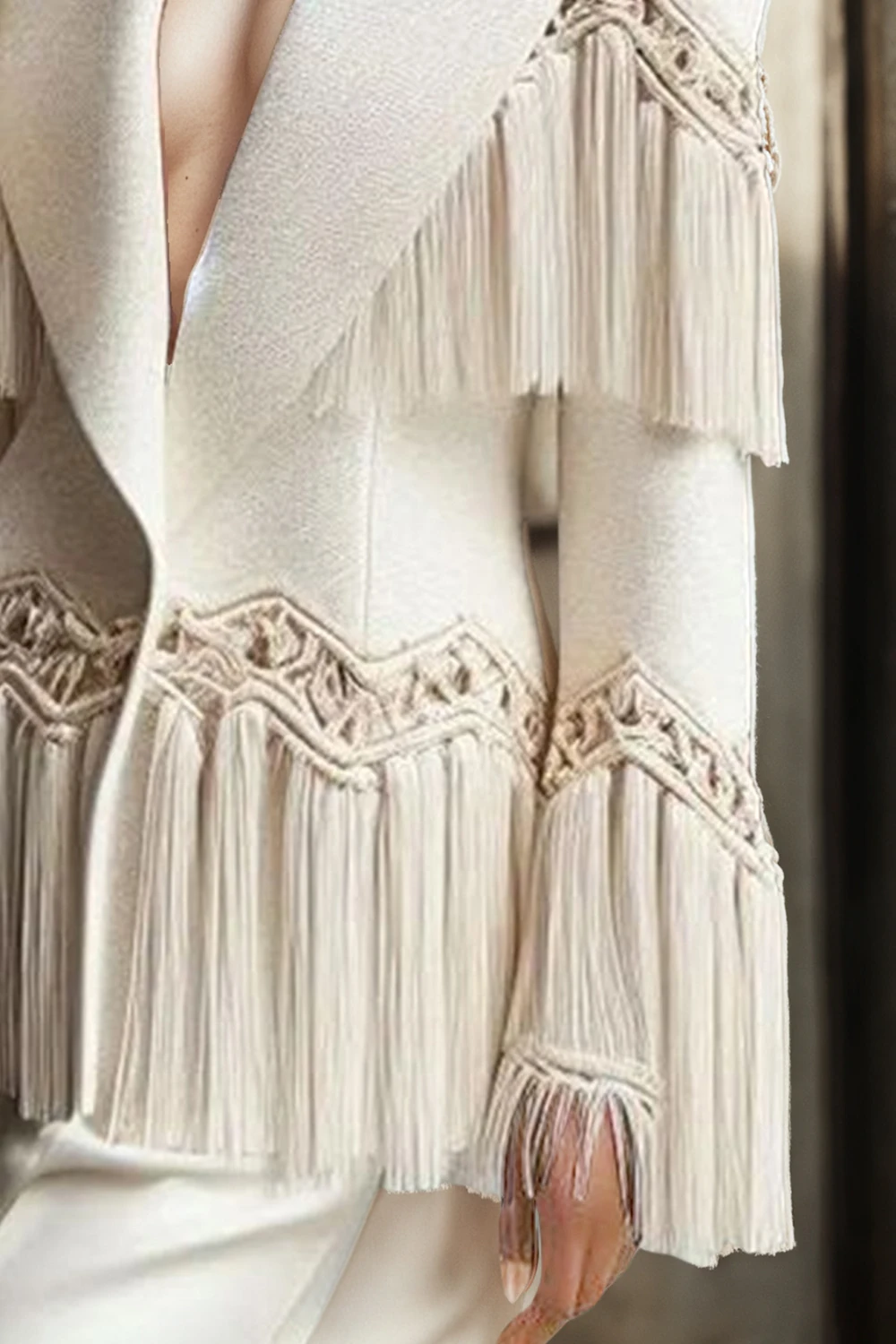 Elegante dames kwastjes blazer op maat gemaakte jas piek revers uitgehold chic etnisch casual vintage enkele knop jas bovenkleding