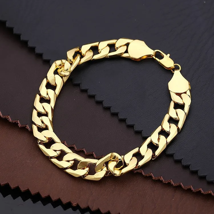 Luxury 24K 9999 Pure Gold real gold Men's and Women's Bracelet 1:1 Cuban Bracelet