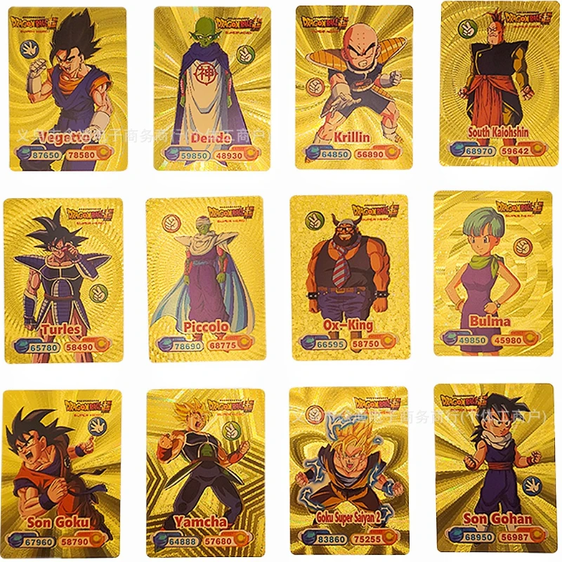 50PC Dragon Ball English Gold Foil Cards Son Goku Action Figure Playing Cards Vegeta Anime Figures Game Card Collection Kid Toys