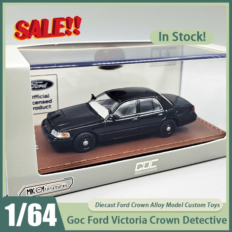 Goc 1:64 Ford Victoria couronne noir détective voiture alliage Miniature moulé sous pression Ford ornements jouets personnalisés enfants cadeau