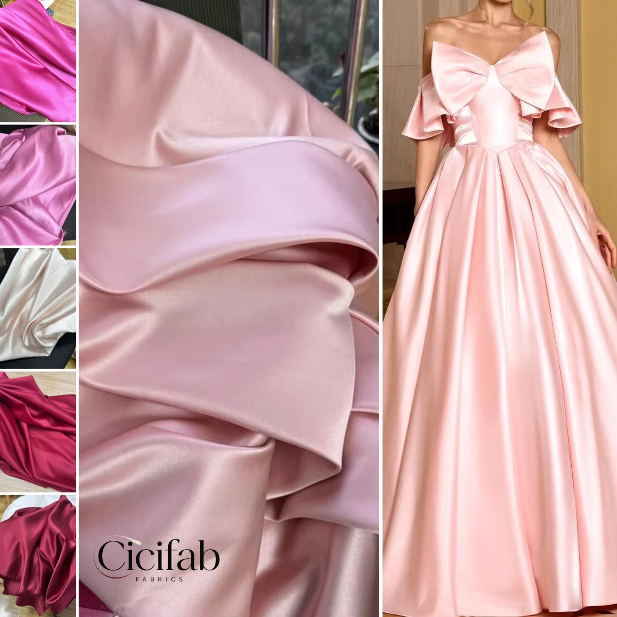 Fuchsia Burgundy Thick Satin Fabric Stiff Satin for Wedding Dresses Evening Gowns Designer Sewing  Party Backdrop Decor