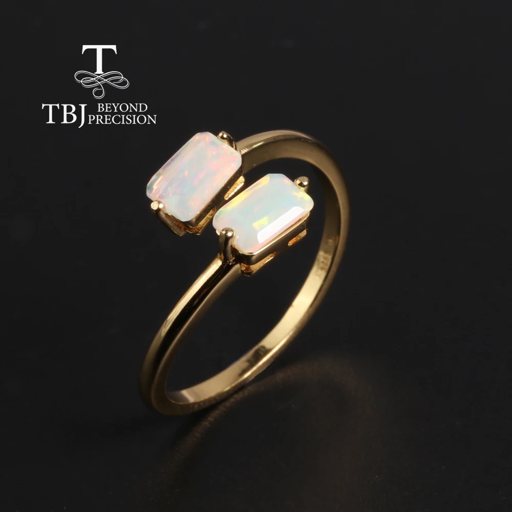 Simple light luxury design Natural Opal stone adjustable sterling silver ring for women's daily wear & holiday gifts