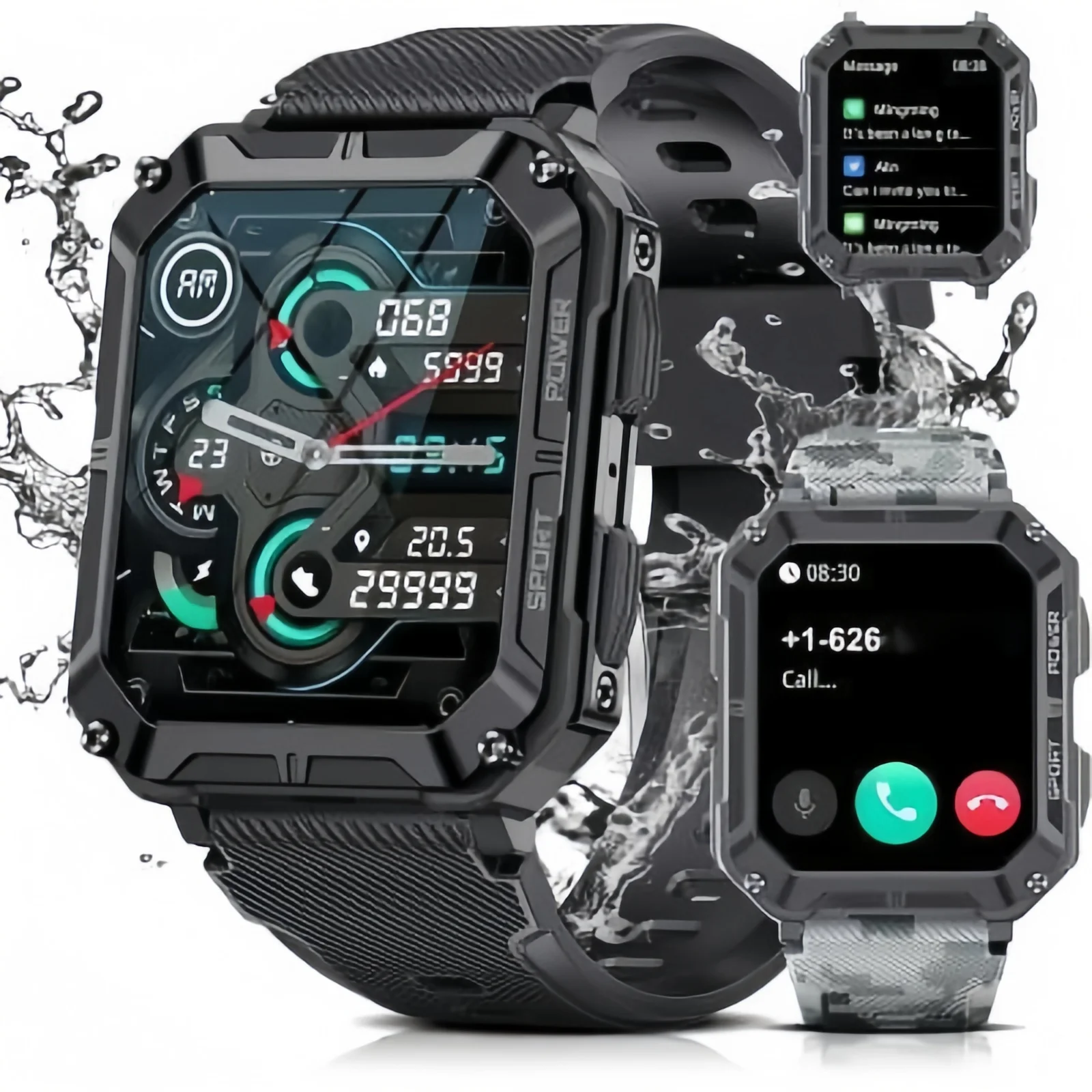 

Leadoys Ultra long endurance smartwatch for both men and women, 380mAh TFT screen, heart rate monitoring, 100+sports mode, Bluet