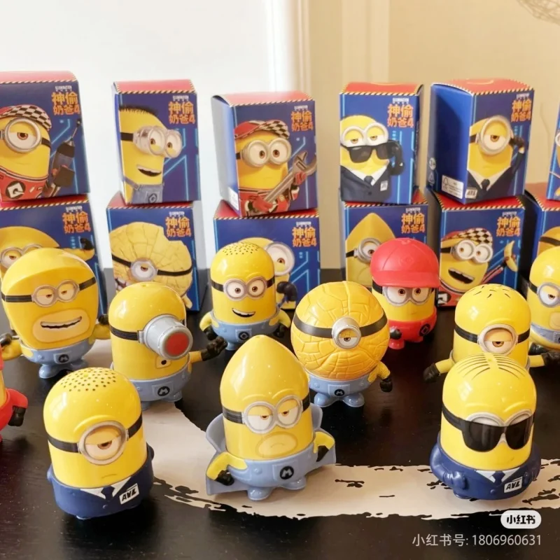 New Hot Mcdonald 4 Minion Action Figures Cartoon Complete Set Pvc Model Doll Collectible Toy Decoration Figure Birthday Gift