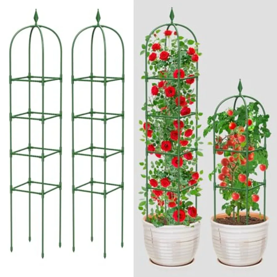 

Pack Garden Obelisk Trellis for Climbing Plants Outdoor and Indoor - 6Feet Rustproof Garden Trellis Plant Support Cage for Vine