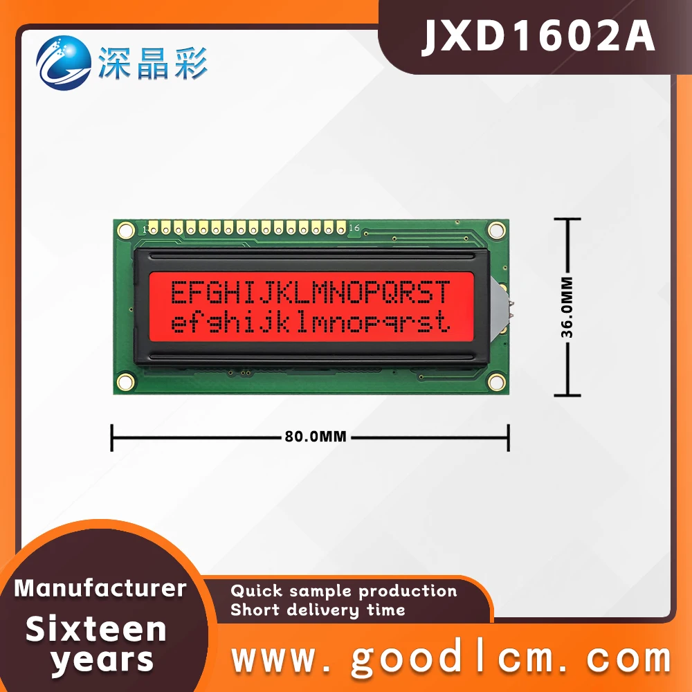 Russian language LCD screen JXD1602A FSTN Red Positive 16X2 character screen high standard industrial LCM display module