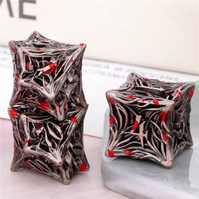 KERWELLSI Tree Root Dnd Metal Dice Set, D+D Polyhedral Dice For D dnd D Dungeon and Dragon Pathfinder Role Playing Games Dice