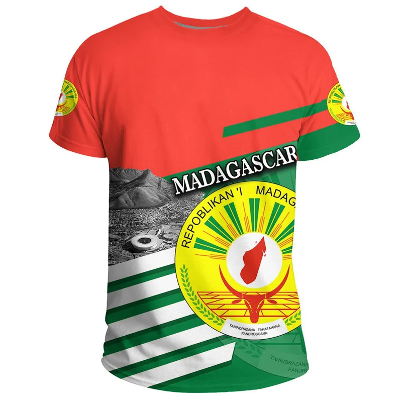 African Madagascar T-shirt Casual Streetwear 3D Printed T Shirts Men Kids Round Neck Short Sleeves Summer Sports Fitness Tees