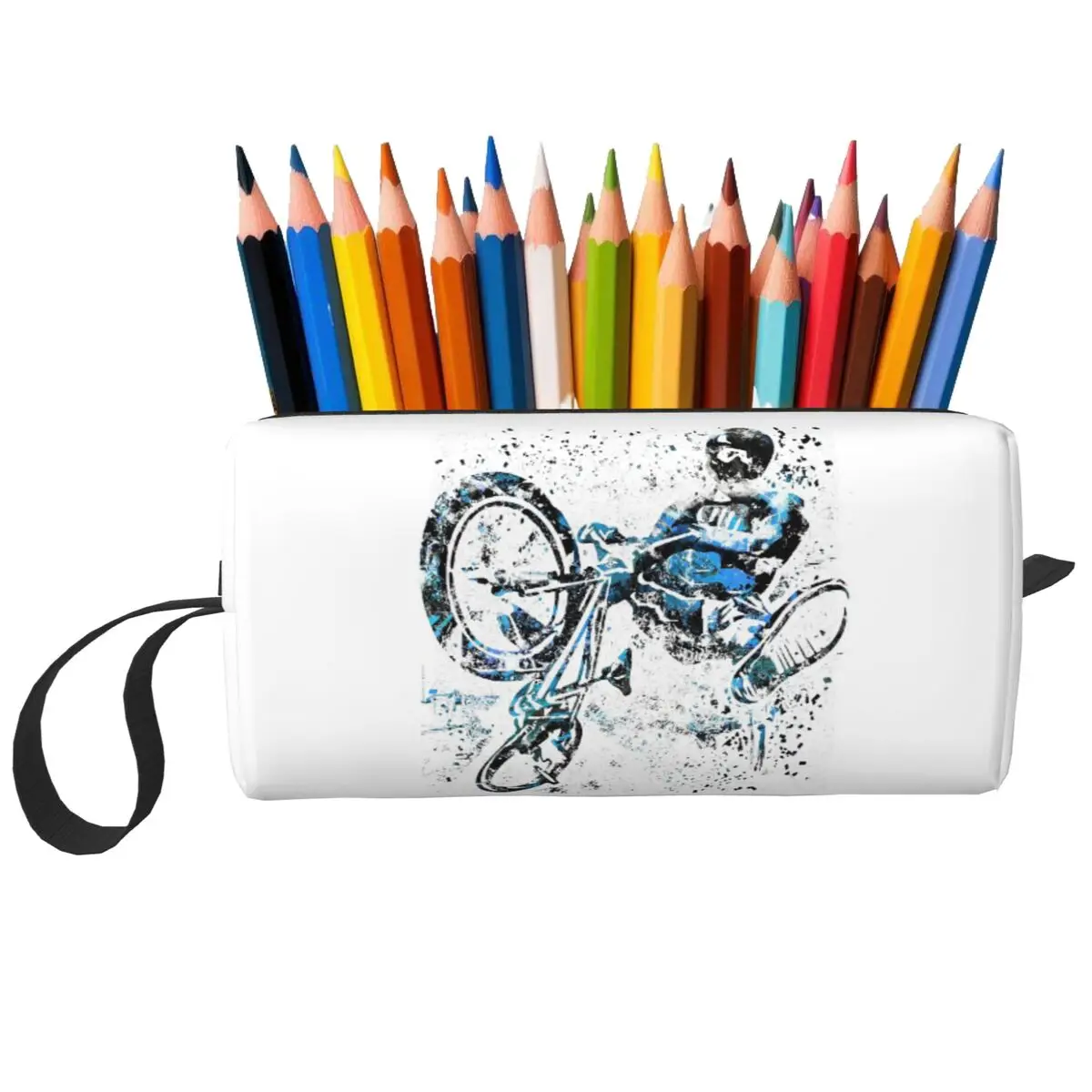 BMX Rider BMX Bike Pencil Case for Kids Pen Box Pencil Bag Stationery Supplies Women Cosmetic Bag