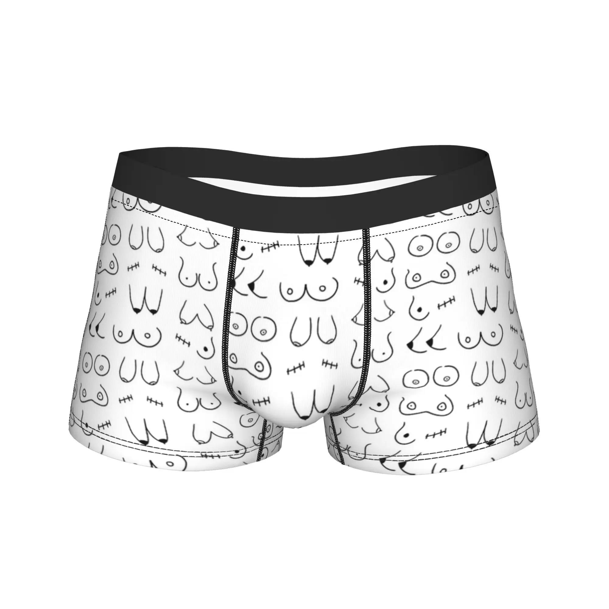 Breast Pattern Boobs Underwear  Men Boxer Brief Funny Boxer Shorts High Quality Custom Large Size Underpants