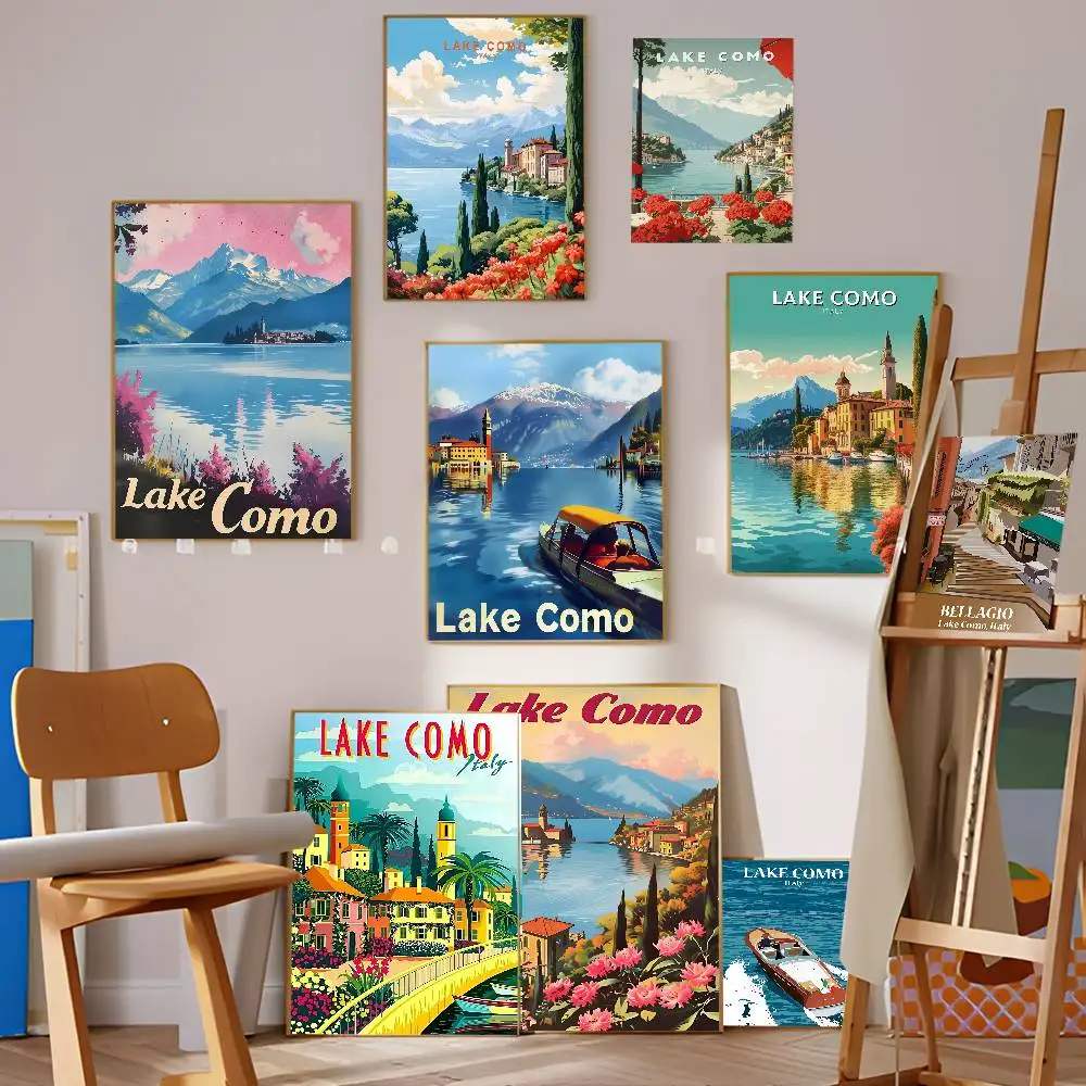 بحيرة كومو برشلونة ريترو DIY لزجة ملصق خمر غرفة بار مقهى ديكور ديكور المنزل