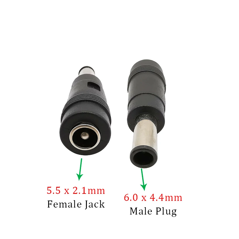 2/5Pcs DC Power Converter 5.5 x 2.1mm Female Jack to 6.0 x 4.4mm Male Plug Laptop Charging Socket Conversion Head Connector