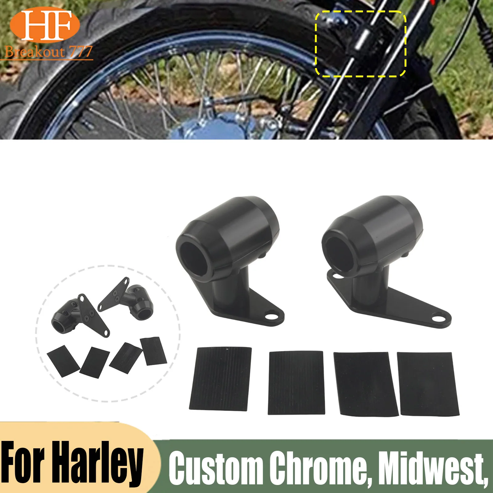 Motorcycle Front Fender End Fork Mudguard Mount Bracket For Custom Chrome, Midwest, DNA 0-6