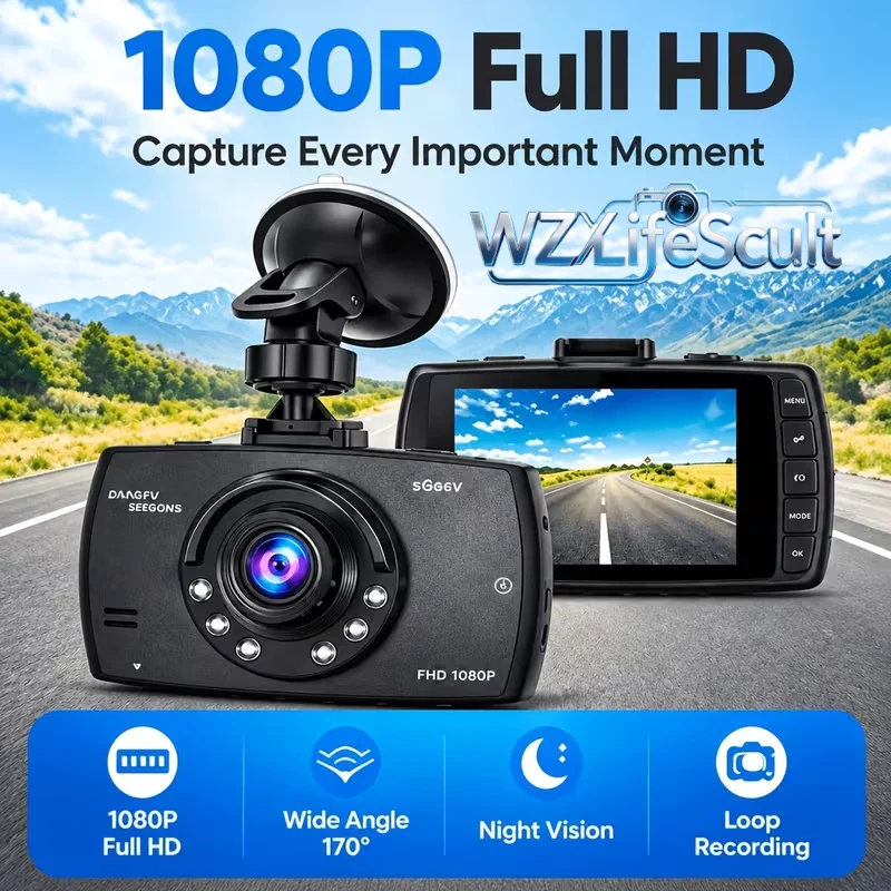 Universal 1080P Dash Cam Plug and Play, Palm Size, 2.4