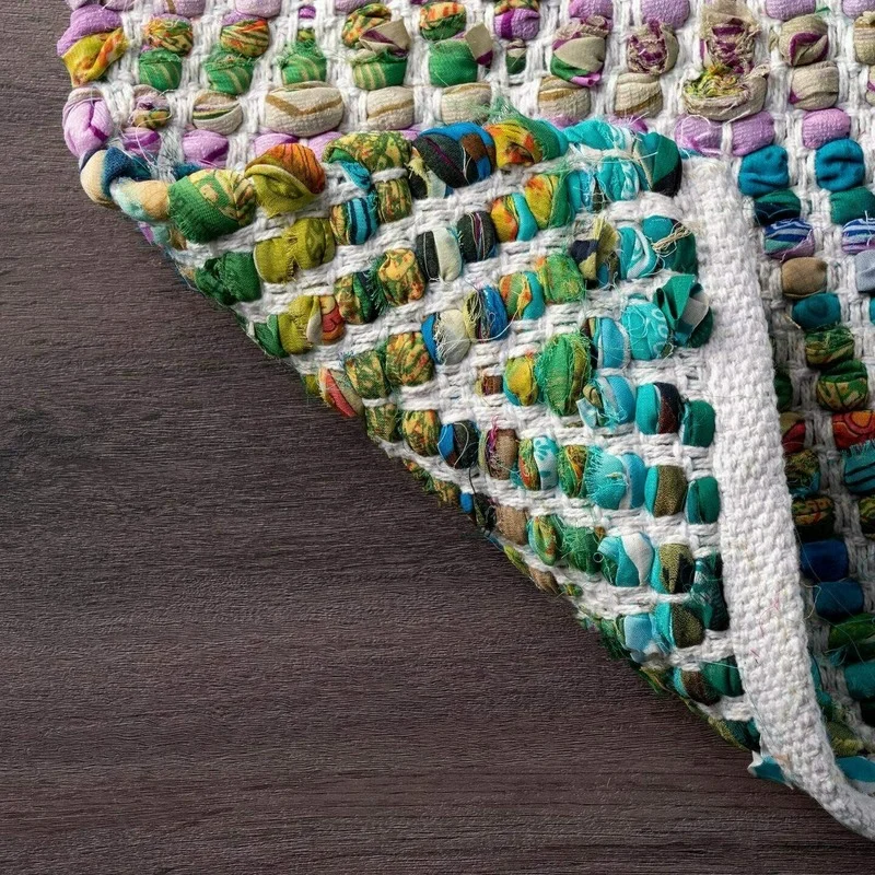 Indian Rug 100%Cotton Natural Hand Braided Style Bohemian Carpet Modern Area Rug