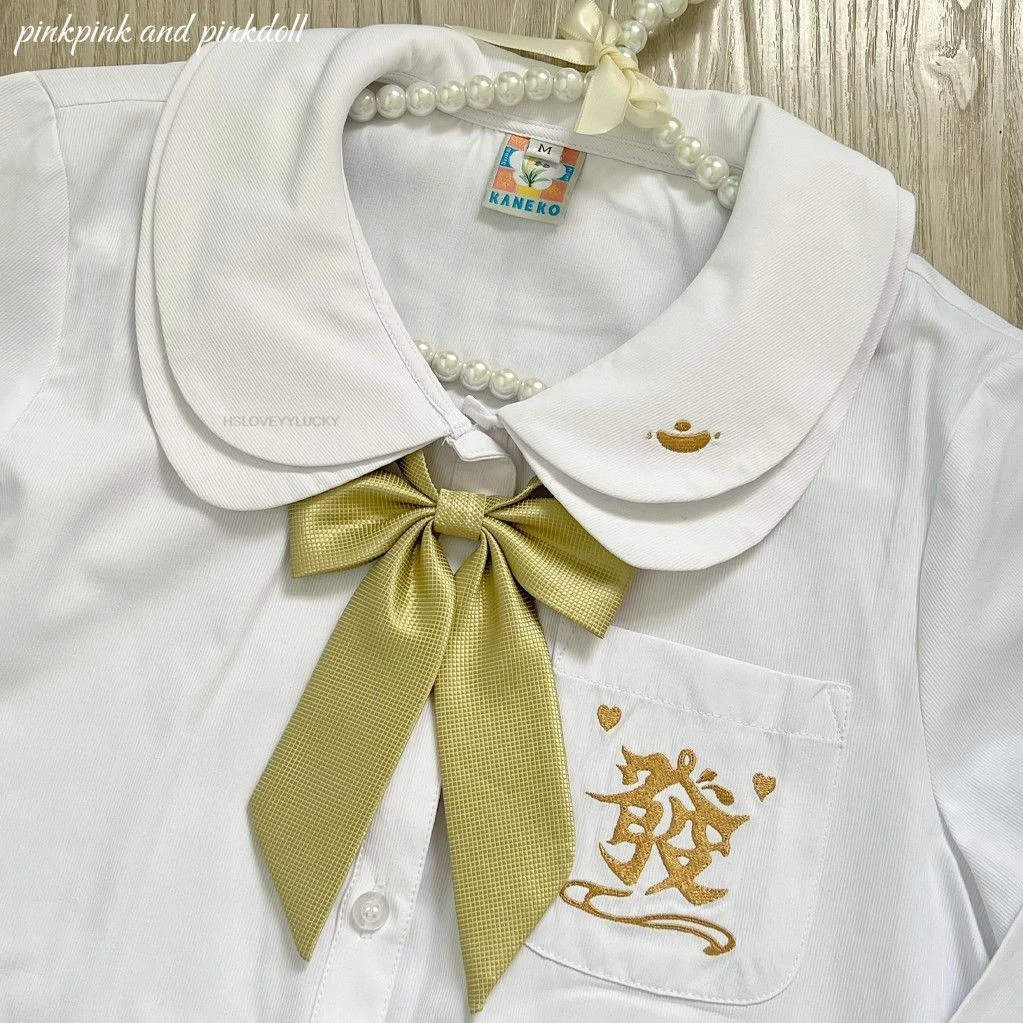 Chinese Jk Shirt Long Sleeve Original Yuanbao Collar Girl Cosplay Design Autumn And Winter White Embroidery Blouse
