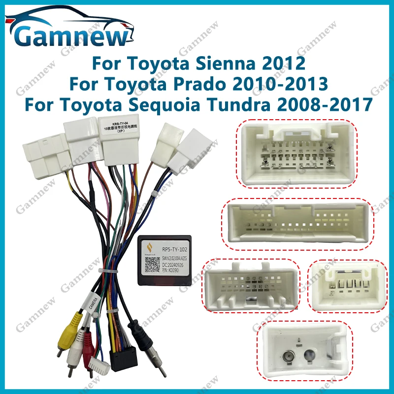 Car 16Pin Wiring Harness Android Power Cable Canbus Box Decoder For Lexus RX RX300 Toyota Sienna Prado Sequoia Tundra