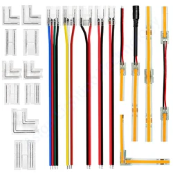 5Pcs/lot COB LED Strip Connector L Shape Corner Connectors for 5mm 8mm 10mm 2Pin 3Pin 4Pin 5V 12V 24V COB LED Strip Lights