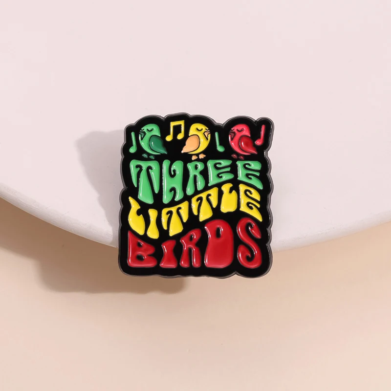 Three Little Birds Sing Enamel Pins The Singing Lark Music Lapel Badge Clothes Backpack Jewelry Brooches Wholesale Gift For Kid