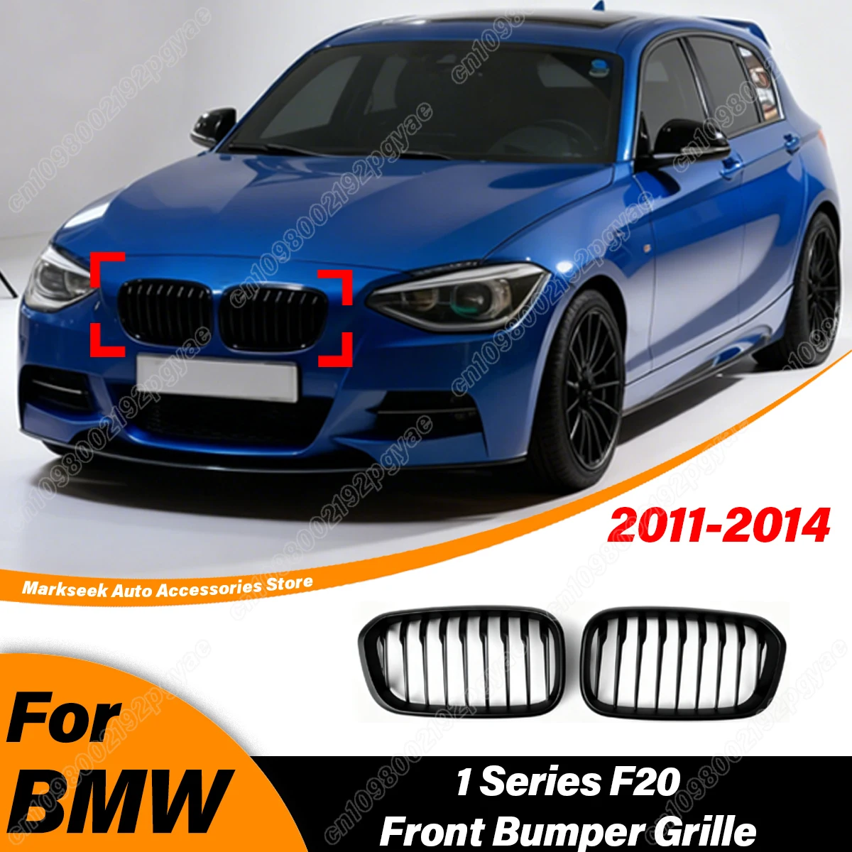 

For BMW 1 Series F20 2011 2012 2013 2014 Car Front Bumper Double Kidney Grille Racing Radiator Radiator Protective Cover Kit