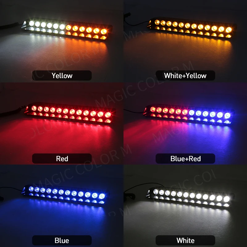 12 LED Car Strobe Lights Emergency Car Flash Parking Signal Warning Lamp Windshield Red/Blue/Yellow/White Waterproof 12V 12W