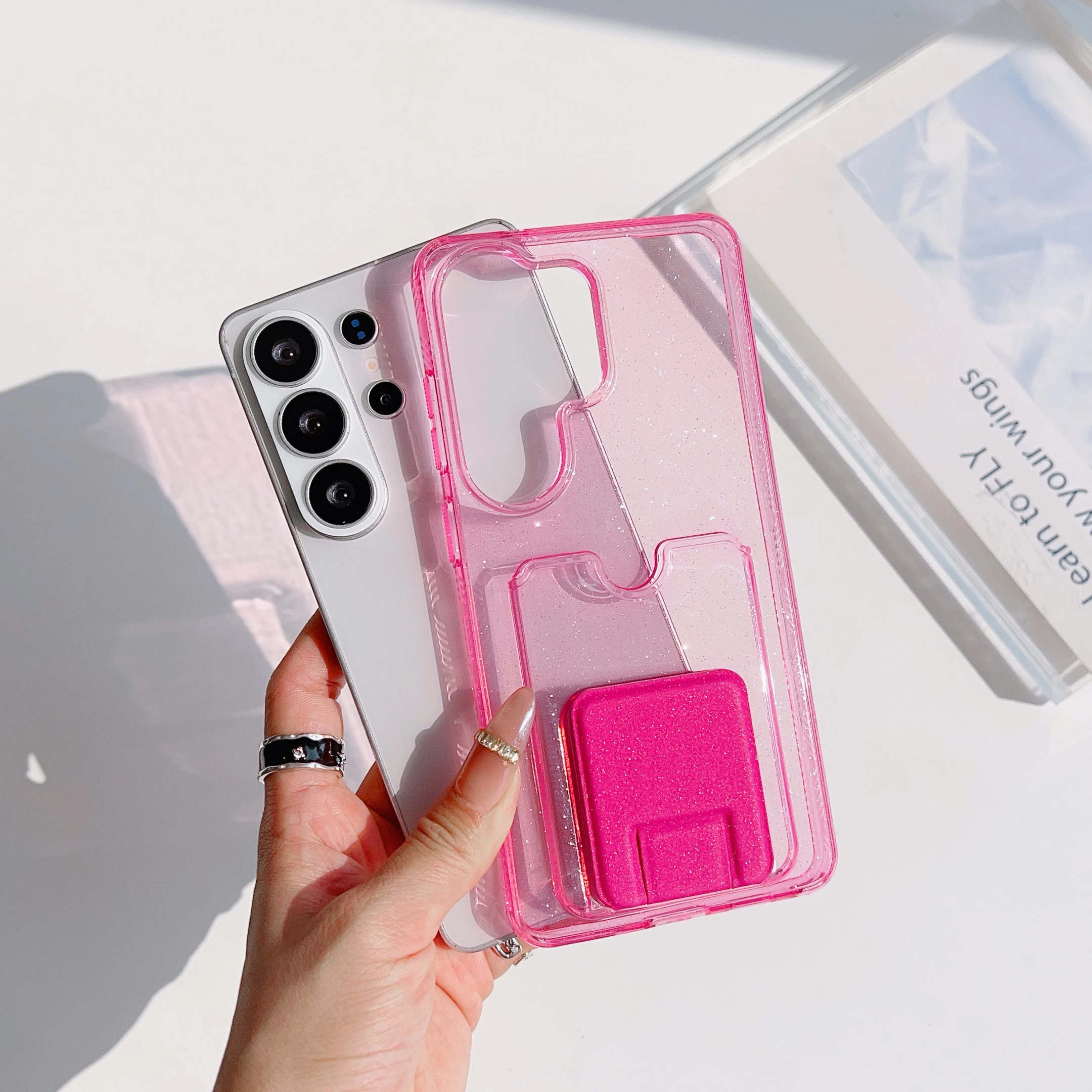 Luxuriöse Kartenhalter-Brieftasche mit Glitzer-Etui für Samsung Galaxy S26 S25 S24 S23 Plus Ultra, Fotofach und Standfunktion