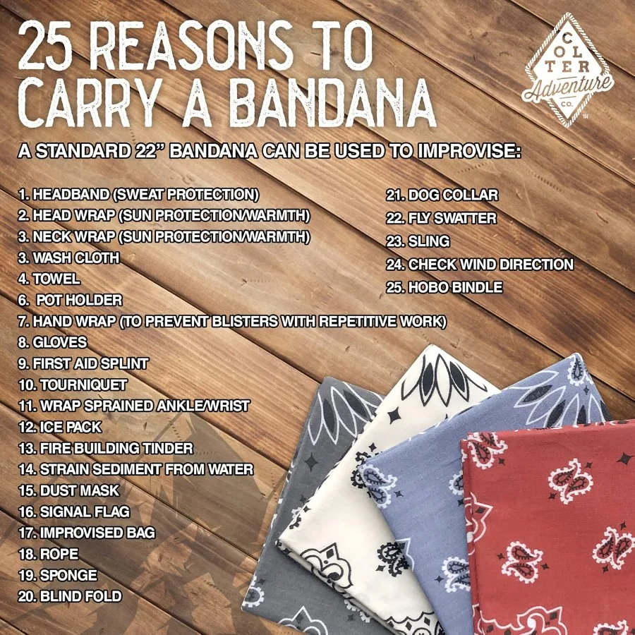 4 عبوات من عصابات بيزلي باندانا مصنوعة من الولايات المتحدة الأمريكية بنمط كلاسيكي متعددة الأغراض للرجال والنساء 100 قطن مثالية للمغامرة الخارجية