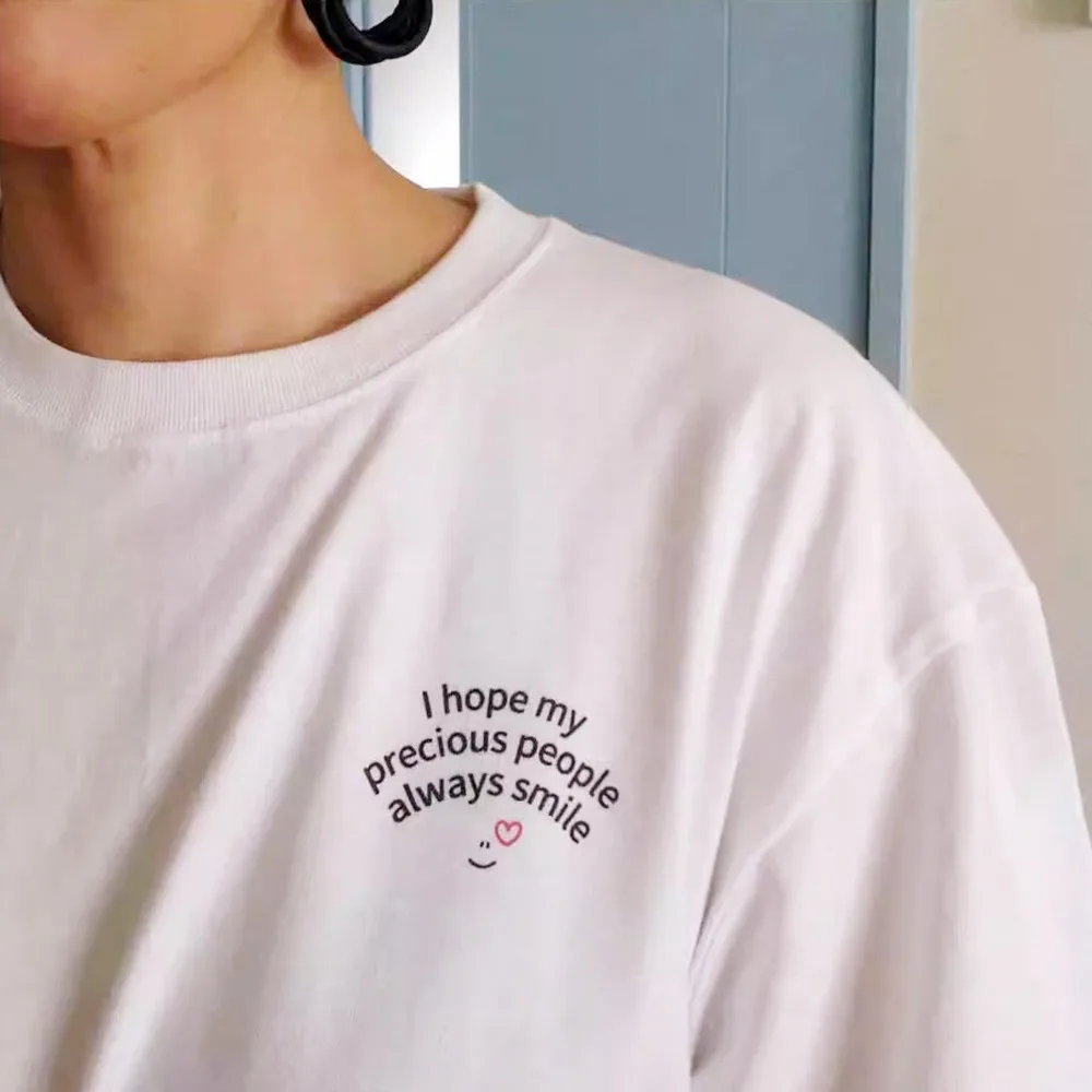 Summer New Slogan Letters Printing Positive T Shirt Unisex Loose White Cotton Tops Ins Fashion Crewneck Casual Short Sleeve Tees
