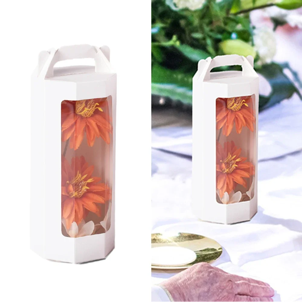 30pcs Octagonal Transparent Display Box Wedding Party Festival Cute Window Folding Flower Candy Gift Box
