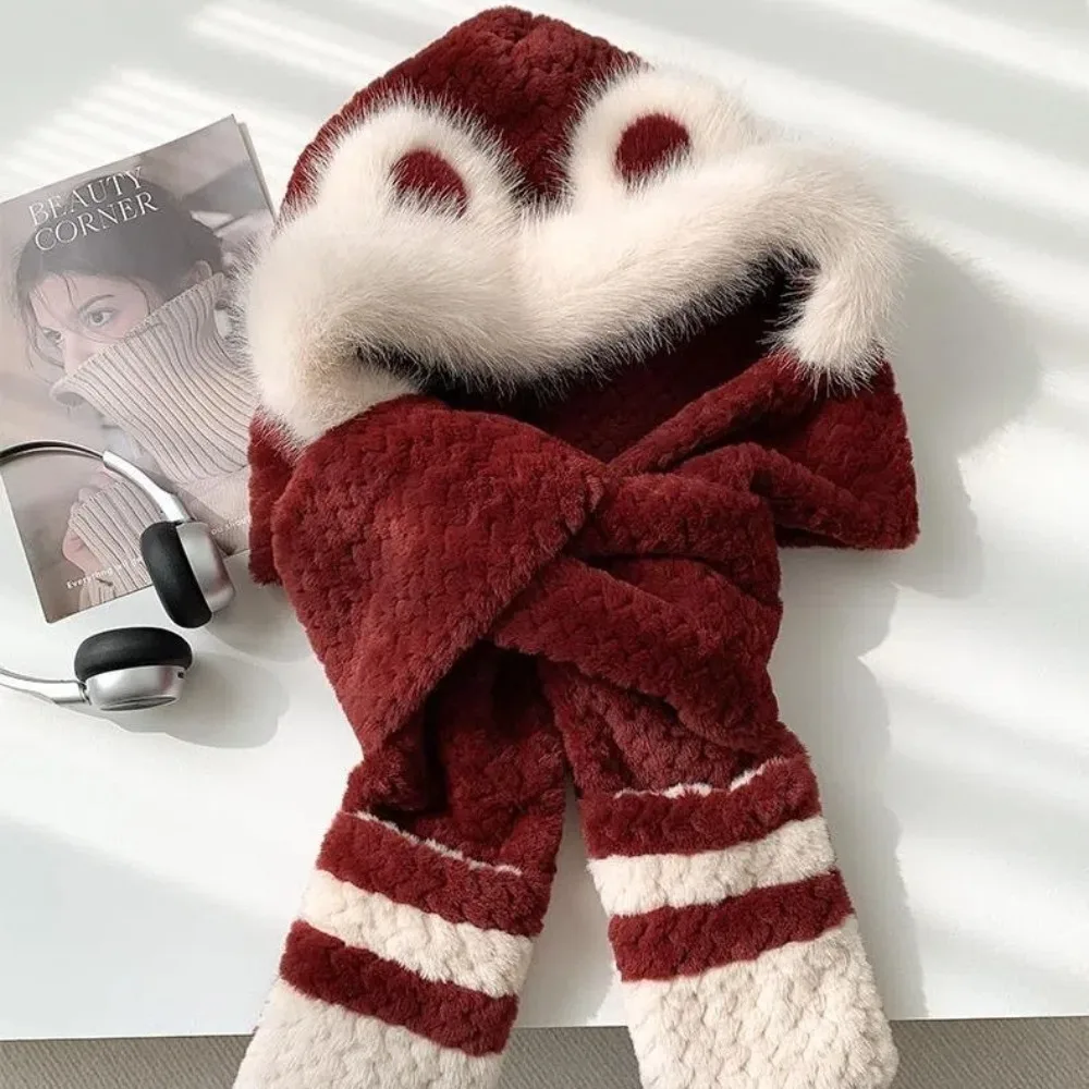 جديد يندبروف وشاح قبعة قفاز مجموعة حماية الأذن قطعة واحدة الدب الأذن قبعة سماكة وشاح للرقبة قبعة