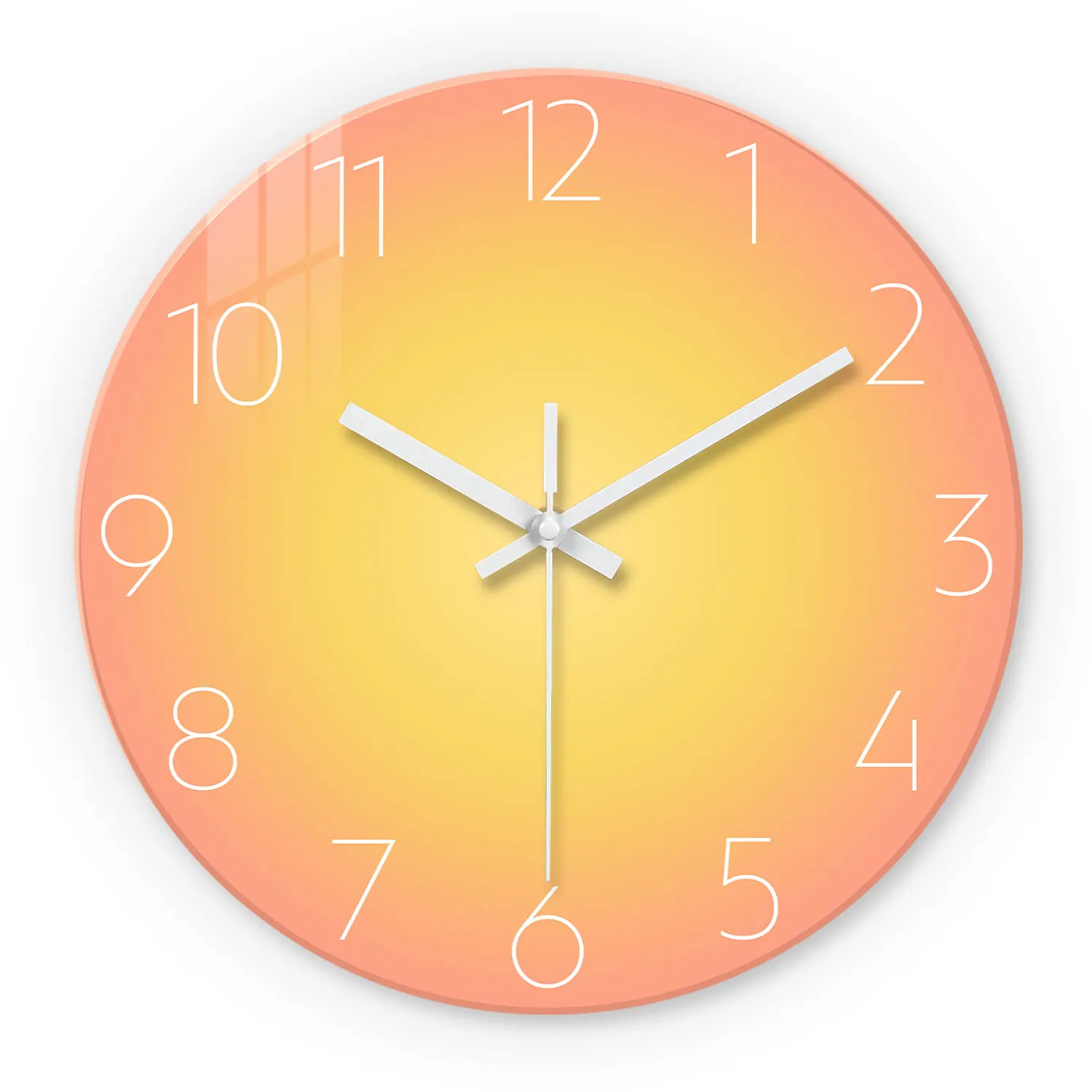 A Creative Gradient Solid Color Tempered Glass Wall Clock, Silent Non-Ticking Timekeeping Wall Clock - Battery-Powered Durable Clock (Battery Not Included), Valentine's Day Gift, Suitable for Bedroom, Living Room, Kitchen, Hallway, Party Venues, Easter, Mother's Day Gift