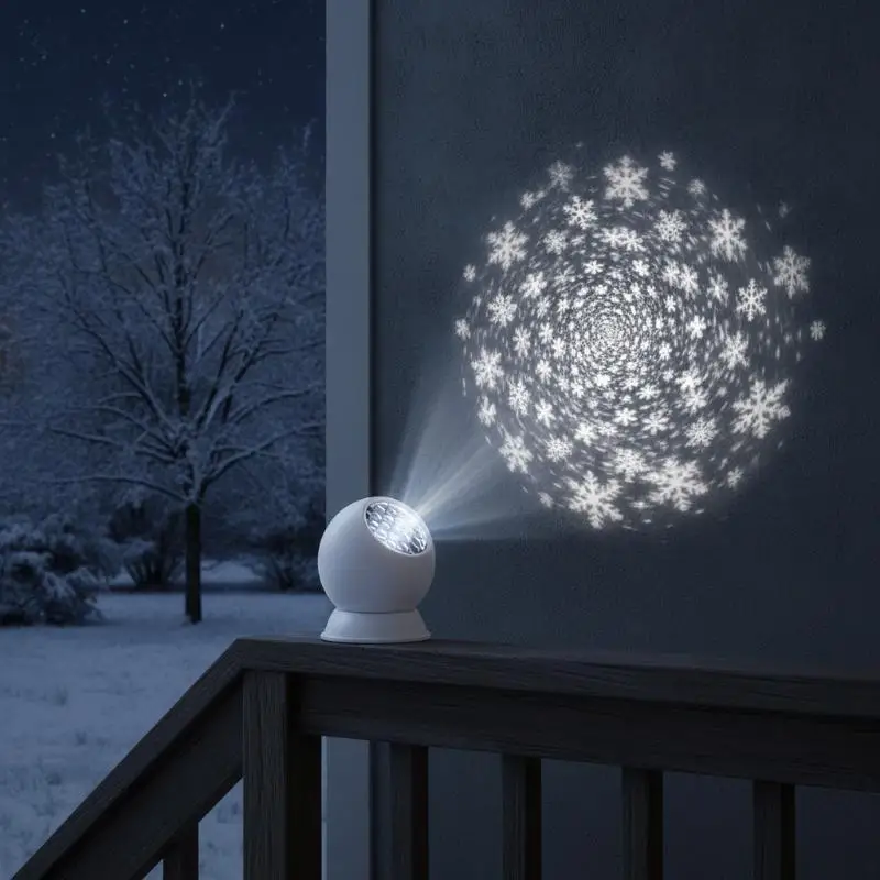 Christmas LED Snowflake Projector Light Ambient Lighting 360 Rotating Base for Home Party New Year Decor