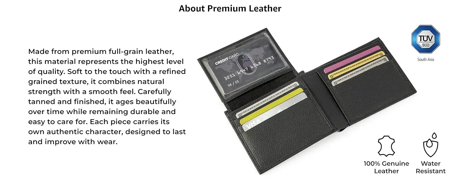 genuine leather minimalist wallet for men slim design with rfid protection and gift box