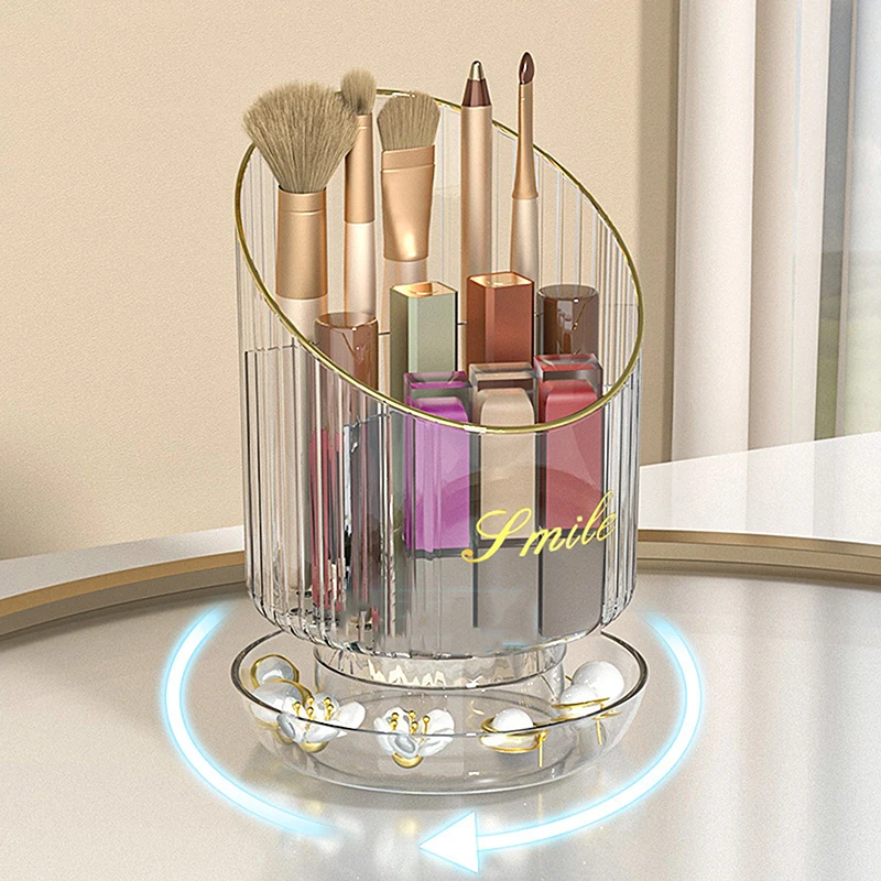 360° Rotating Makeup Brush Holder Luxury Cosmetic Organizer Lipstick Eyebrow Pencil Holder Eye Shadow Storage Box