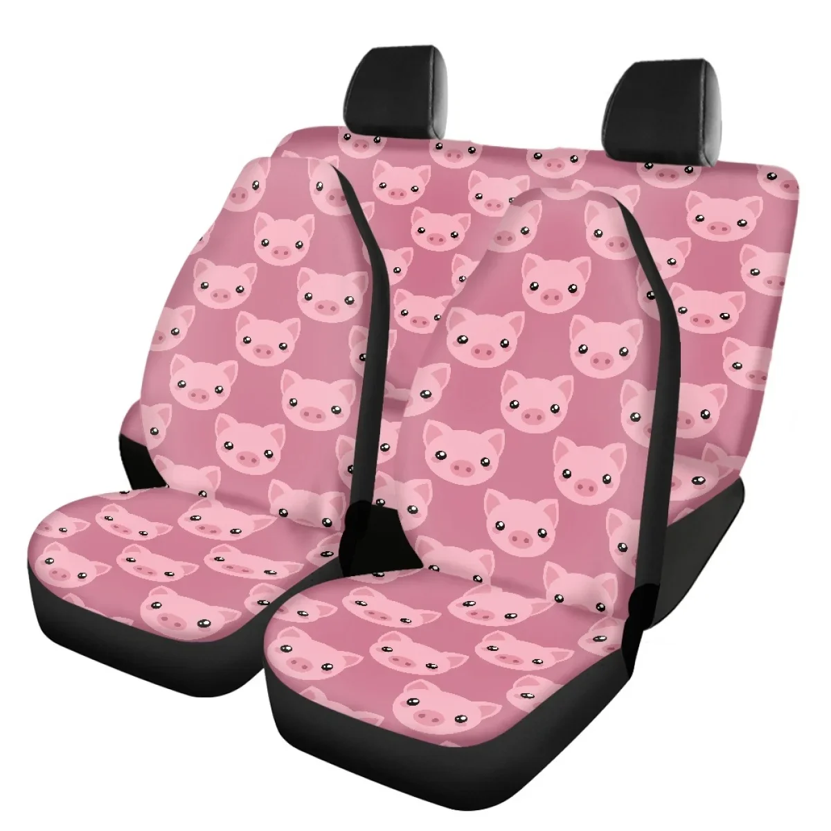 

Kawaii Pink Pig Pattern Car Seat Cover Set For Women Universal Fit SUV Truck Sedan Elastic Front Back Seat Cover Car Accessories