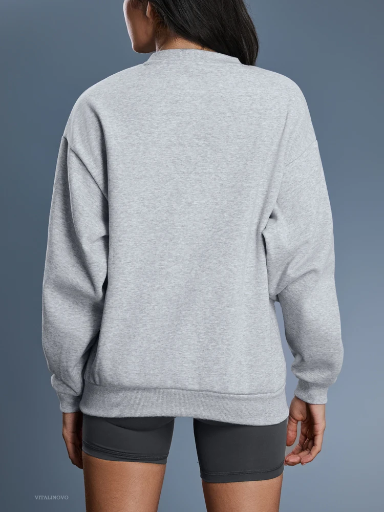 VITALINOVO Women's Fleece Lined Sweatshirt Crewneck Winter Workout Pullover Thermal Shirt Long Sleeve Warm Tops Cozy Sweaters